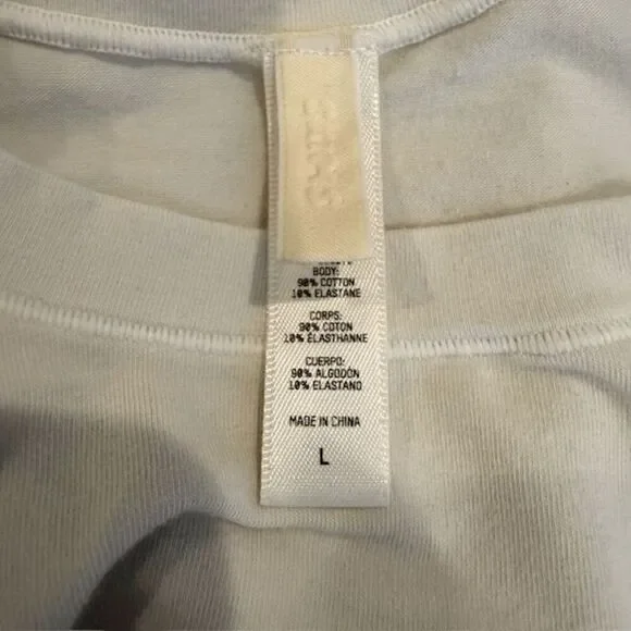 SKIMS Cotton Jersey Long Sleeve Crew Neck Limited Edition Marble (Cream) Large